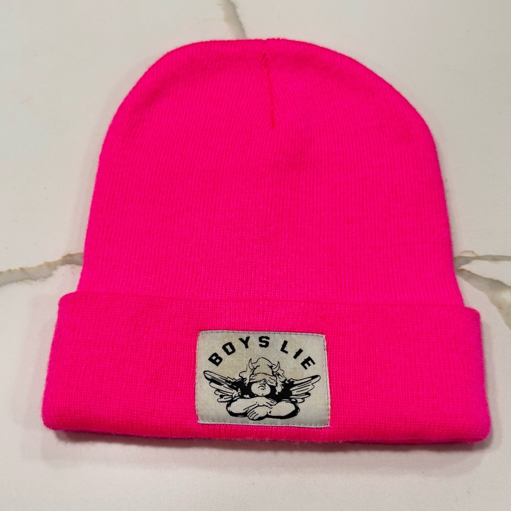 Boys Lie Neon Pink Beanie